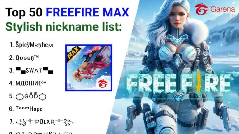 Free Fire MAX में स्टाइलिश निकनेम्स: टॉप 50 stylish nikename list 2024 जाने कैसे लगाए फ्री में